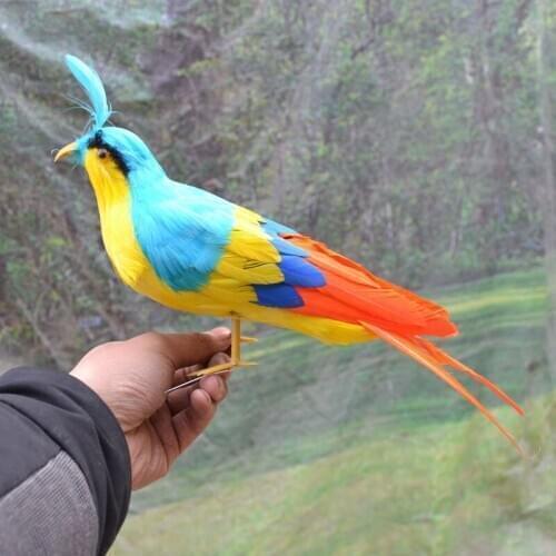 New simulaiton magpie toy polyethylene & furs blue&yellow magpie model about 30cm 2267