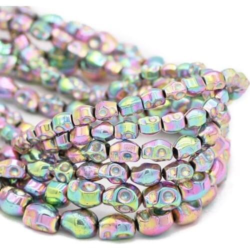 Natural Stone Skull Head Shape Light Purple Hematite Spacer 4/6/8MM Loose Beads For Jewelry Making DIY Bracelet Accessories