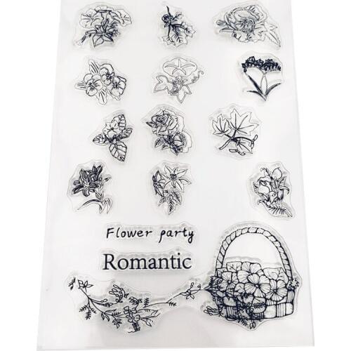 Romantic Flower Party Transparent Silicone Clear Stamps DIY Seal for Scrapbooking Card Making Photo Album Decorative Stamp Sheet