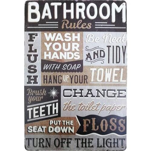 Rustic Bathroom rules wash your hands vintage metal sign Bathroom Laundry Room Decor washroom signs Country Home Decor 8X12Inch