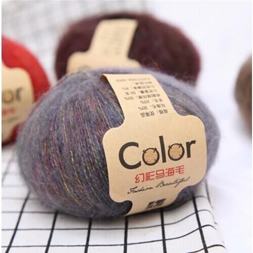 Medium and fine magic mohair hand-woven pony sea Angola plush hook scarf coat wool line