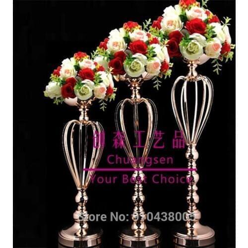 Wedding Metal Vase Table Flower Holder Road Lead Home Decor Metal Stand,Wedding Centerpiece Party Decoration Gold Candle Holders