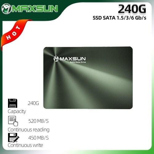 MAXSUN Full New SATA SSD 2.5" 240 GB Internal Solid State Drive Hard Disk For Laptop&Desktop 520MB/s SATA 1.5/3/6 GB/s