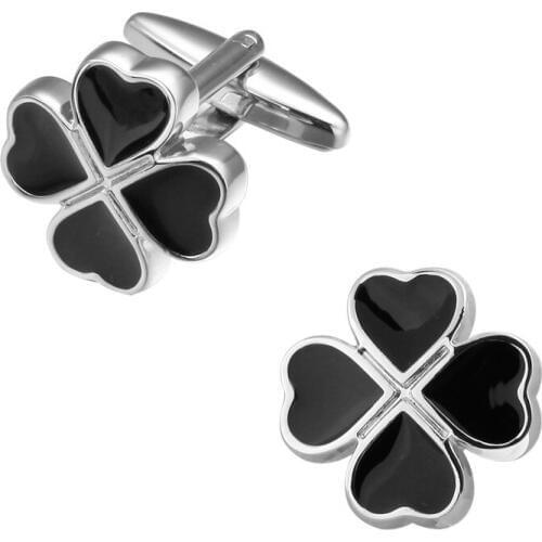 Black clover shirt cuff buttons Cufflinks Cuff Links art menswear brand high quality Black Enamel Jewelry Designer