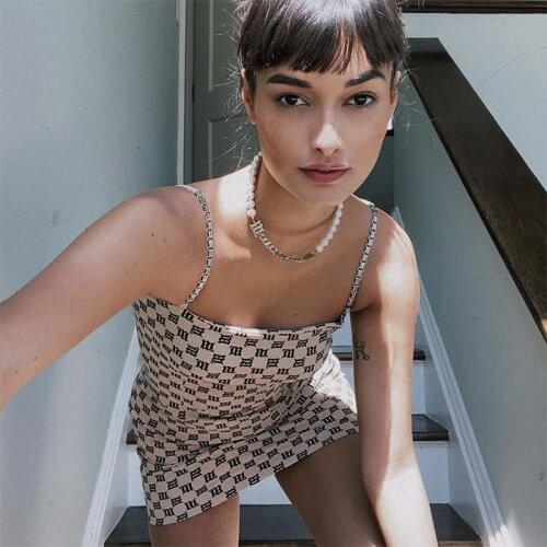 2020 New Design Mstyle Summer Hip Hop Chain Sling Sexy Tube Dress INS Hot Sale Streetwear Top Printing Backless Zipper Dresses