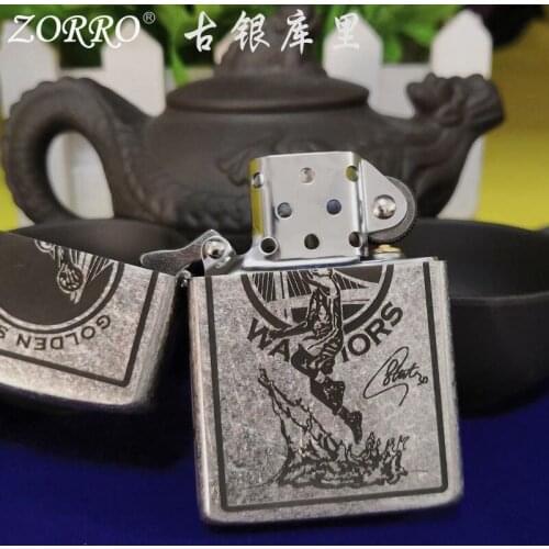Zorro Silver Kerosene Lighter Five Side Exquisite Carving Basketball Fanny Hobby Creative Collection Gift