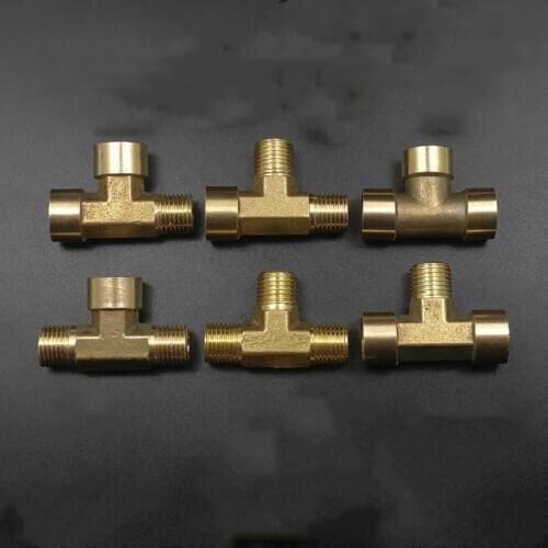 1/8" 1/4" 3/8" BSP Female Male Thread Brass 3 Way Pipe Fitting Splitter Tee Type Connector Adapter