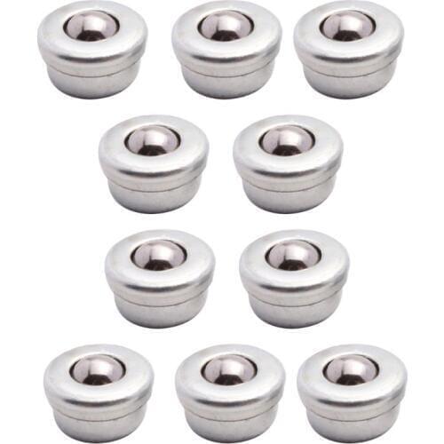 10Pcs 8mm Steel Conveyor Ball Sliver Transfer Bearing Unit Roller Wheels Small Flat Round Eye Conveying Ball