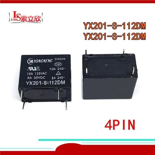 10PCS/LOT 100%Original New Relay YX201-S-112DM 12VDC YX201-S-124DM 24VDC YX201 S 112DM 12V 4PIN 10A DC12V 24V