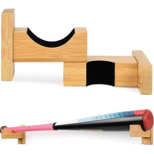 2pcs Wall Mount Wooden Baseball Bat Display Hanger Holder Stand Portable Wall Mount Softball Bat Hockey Stick Rack Bracket