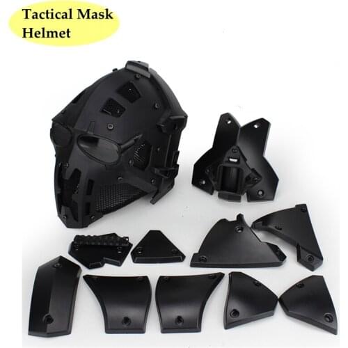 2021 Top Tactical Full Face Airsoft Paintball Mask Helmet with 4 Lenses Military Army Adjustable Protective CS Game Mask Helmet