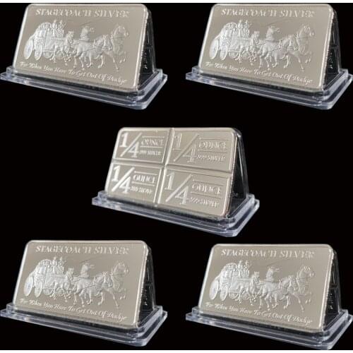 5PCS USA Northwest Fine Stagecoach 1/4 Ounce 999 Silver Bar