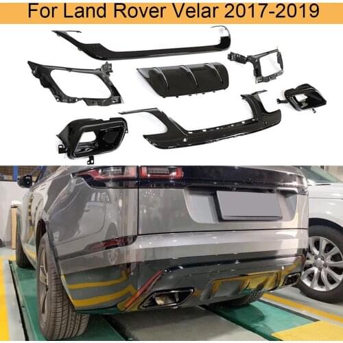 Car Rear Bumper Diffuser Lip Spoiler for Land Rover Velar 2017 2018 2019 Rear Diffuser Lip With Exhaust Tips Silver / Black PP