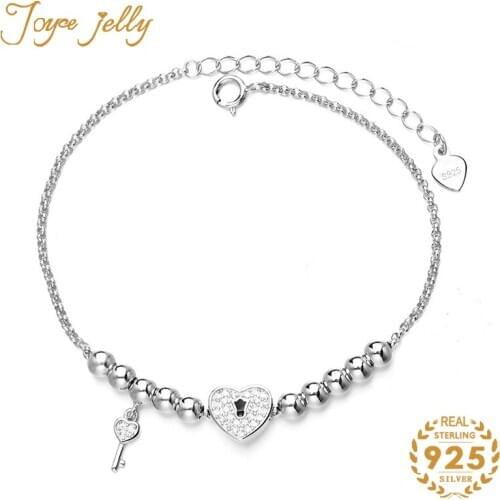 JoyceJelly Trendy Bracelet for Women 925 Sterling Silver Heart Design Rose Gold Color New Arrival Korean Jewelry Gifts wholesale