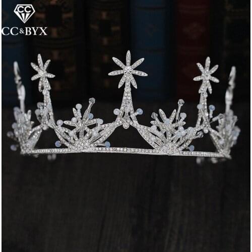 CC Princess Crown Headband Rhinestone Tiaras And Crowns Wedding Hair Accessories For Women Bridal Party Gift Star Shape XY417