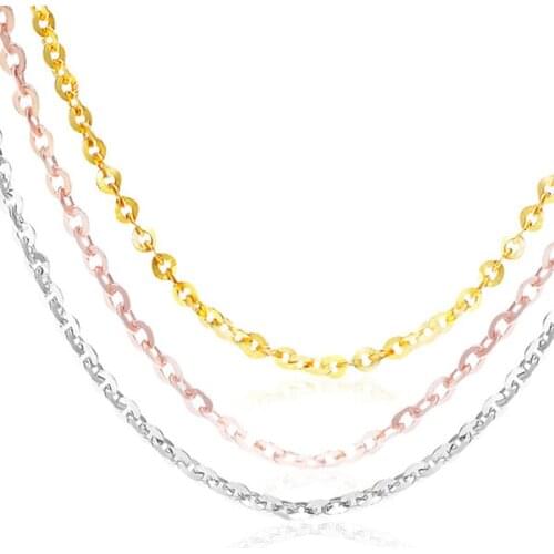 Pure 18K White Gold Necklace Chain Women AU750 Gold Link Chain Necklace