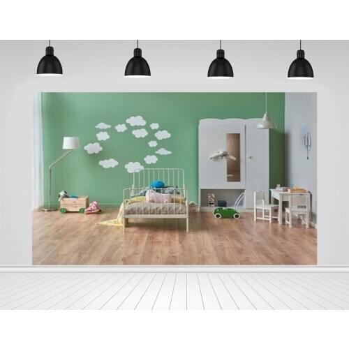 Scopiso Room White Bed And Cupboard Or Cabinet Green Kids Birthday Party Photo Studio Decoration Props Photography Background