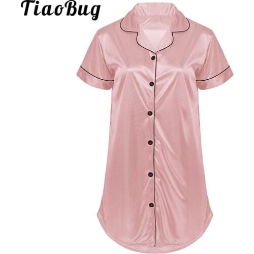 Pajamas Sleepwear Night Dress Womens Sexy Sleeping Long Shirts Nightgown Solid Color Satin Nighty for Women Loungewear Clothes