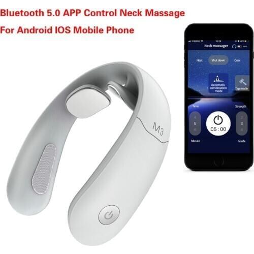 APP Control Electric Neck Massager Bluetooth 5.0 Shoulder and Neck Heating Massager Cervical Spine Massager Pain Fatigue Relief