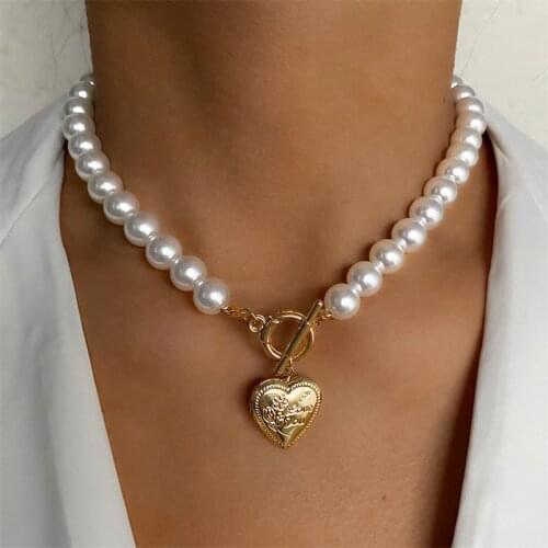 EN Luxury Pearl Stone Shell Pendant Necklace for Women Summer Star Heart Chain Choker Necklace Bohemian Jewelry Gift