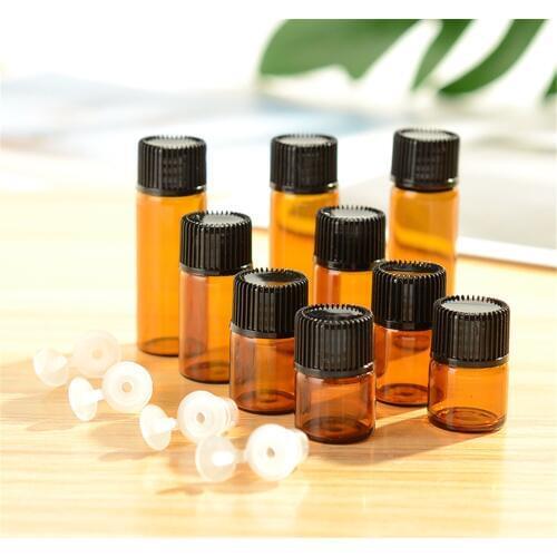 5PC/Pack 1ml 2ml 3ml 5ml Dram Amber Glass Essential Oil Bottle Thin Glass Small Brown Perfume Oil Vials Sample Test Bottle