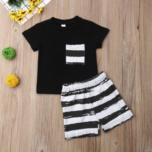 Newborn Baby Boy Clothes Cotton T-Shirt Top+Short Striped Pants 2pcs Casual Summer Clothes