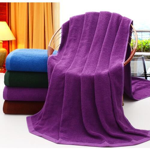 Cotton purple shower towel, 1m*2m big bath towel logo embroidery is available for SPA, beauty salon