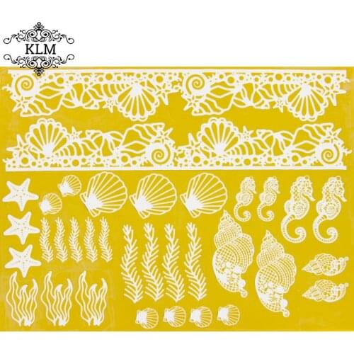 KLM-B002 New Ocean Elements Silicone Lace Mould Conch Shell Lace Cake Mould