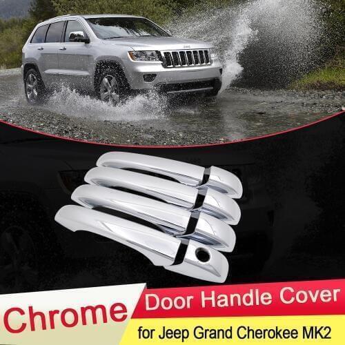 For Jeep Grand Cherokee 2011~2019 WK2 Chrome Door Handle Cover Trim Catch Set Car Styling Accessories 2012 2013 2014 2015 2016