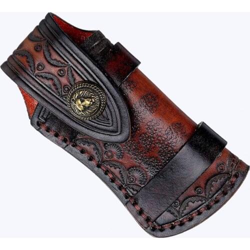 Leather Sheath With Waist Belt Buckle Pocket Handmade Knife Cosplay Costume Decoration Kit For Foldable Cutter Tools Accessories