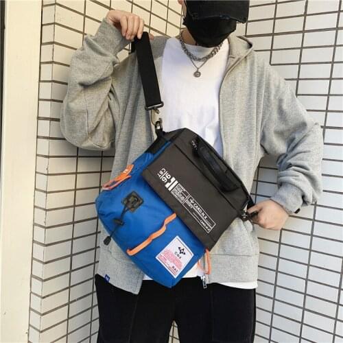 New Fashion Contrast Messenger Bag Mens Fashion Sports Shoulder Bag Girl Students Outdoor Backpack Multi- Pocket