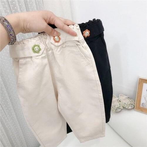 Fashion Girls Kids Casual Pant Autumn Children Baby Flower Jeans Full Length Pants Trousers ADK388