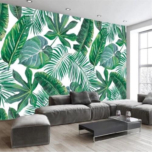 Milofi custom mural wallpaper European hand-painted tropical rainforest banana leaf TV background wall wallpaper