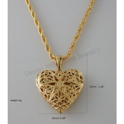 Min order 10$ CAN MIX DESIGN - YELLOW GOLD GP 24" ROPE NECKLACE&MUSLIM ALLAH GOD HEART PENDANT HANGS 32 MM 1.26" islamic
