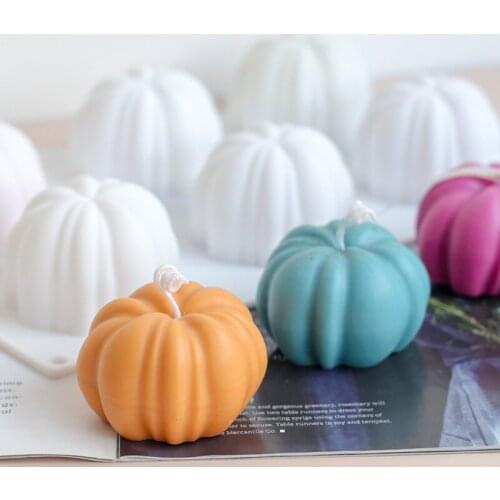 3D Mini Pumpkin Shape Candle Silicone Soap Mold Harvest Festival Chocolate Candy Cake Halloween Home Decoration Baking Tool