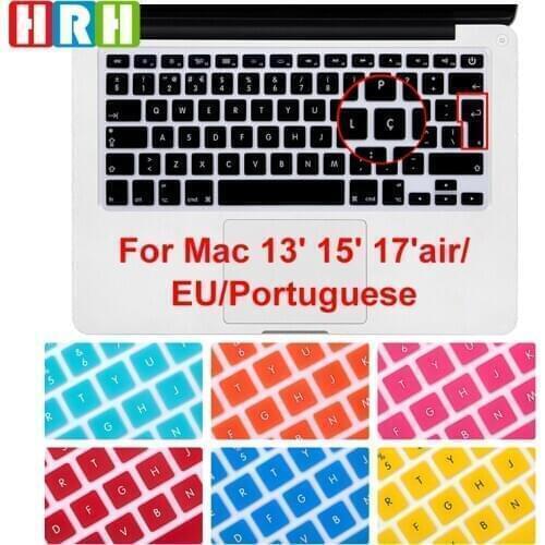 HRH Durable Portuguese Language EU/UK Silicone Keyboard Skin Keypad Cover Protective Film For Mac Book Pro Retina Air 13" 15"17"