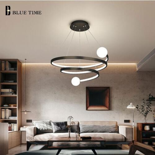 Modern Led Chandelier For Living room Bedroom Dining room Home Lights Hanging Chandelier Lighting Lamp Black&Gold&White Dimmable