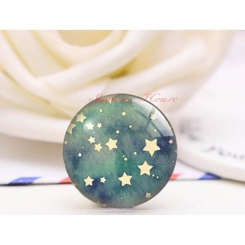 Handmade Round Stars photo glass Cabochons, Jewelry Finding Cameo Pendant Settings, (F008-77)
