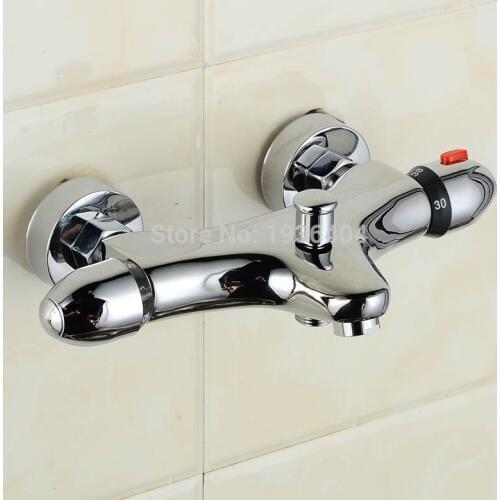 Thermostatic shower faucet Bathroom Wall Mounted thermostatic Bathtub mixing valve Dual Handle Polished Crane TR514