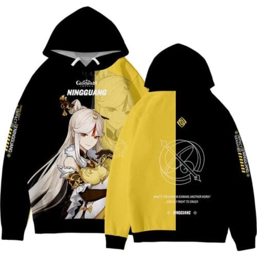 Genshin Impact Ningguang Cosplay Hoodie Women Men Harajuku Sweatshirt Streetwear Hip Hop Pullover Hooded Jacket Casual Tracksuit