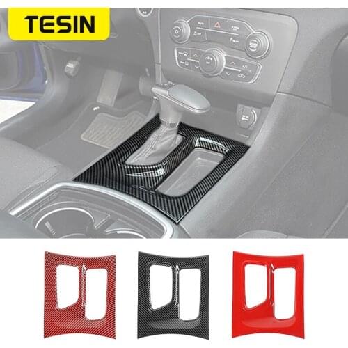 TESIN Interior Mouldings ABS Car Gear Shifter Panel Decoration Cover Stickers Accessories for Dodge Charger 2015
