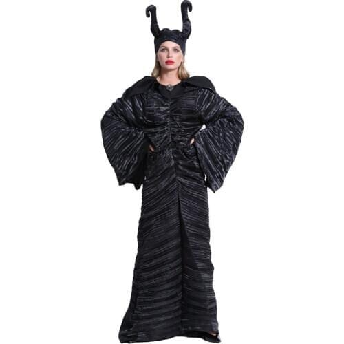 High-quality black witch character Halloween costumes Sleeping Spell dark witch costume horns witch costume uniform game animati