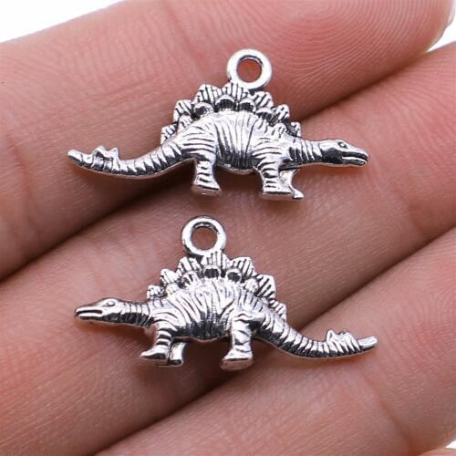 WYSIWYG 5pcs/lot Charms Dinosaur DIY Jewelry Findings Antique Silver Color 13x26mm Dinosaur Charms