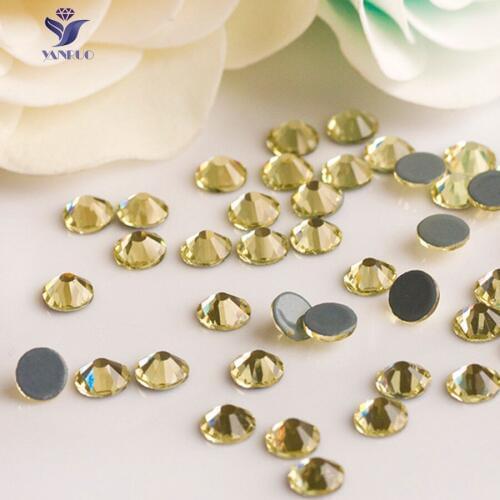 YANRUO 2058HF SS16 3.8-4.0mm Jonquil Yellow Stones Glass Cristal Stitching Stones Hotfix Rhinestone Stones For Clothes