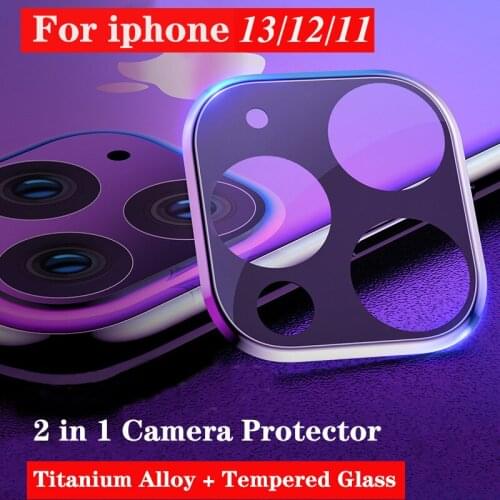 For iPhone 13 Pro Max 12 Mini 11 Case Camera Lens Protectors Metal + Tempered Glass Screen Protector Rear Camera Film