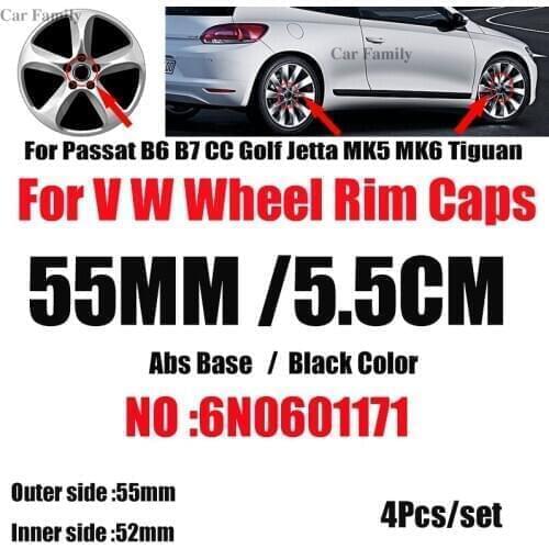 55mm 6N0601171 4pcs Badge Car Wheel Center Caps Car Logo Auto Covers Emblem For Passat B6 B7 CC Golf MK5 MK6 Tiguan Label