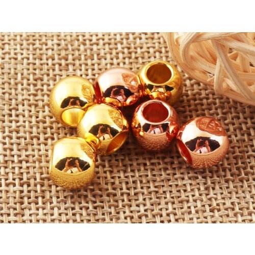 40 Pcs Gold/Rose Gold Round Metal Beads,DIY Beads charm 4 mm Craft Jewellery Rope End for Clothing Rope