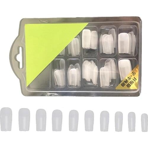 96Pcs/Box Seamless Nail Tips Ladder Shape Ultra Thin Water Drop Fold Transparent Frosted Tip for Manicure