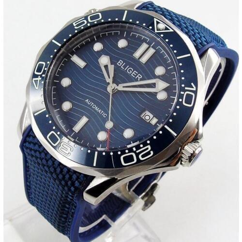 Luxury 41mm MIYOTA BLIGER mens watch navy dial luminous saphire glass Ceramic Bezel Automatic movement wrist watch men 220