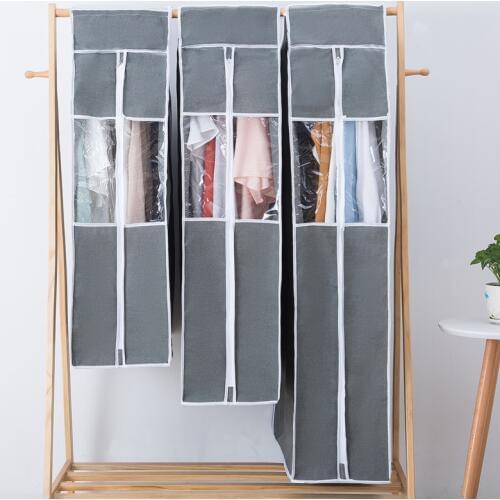 2 Pieces Thicken 3D Dust Cover Clothing Suit Bag Suit Bag Home Hanging Transparent Coat Cover Dress Bag Case For Clothes Zipper